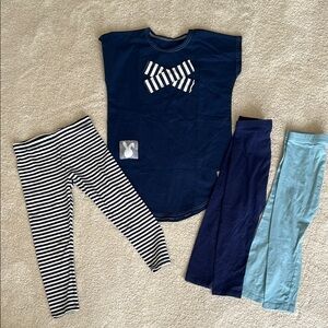 Little Sailor outfit - Navy Tunic with Striped + Solid Leggings Trio
